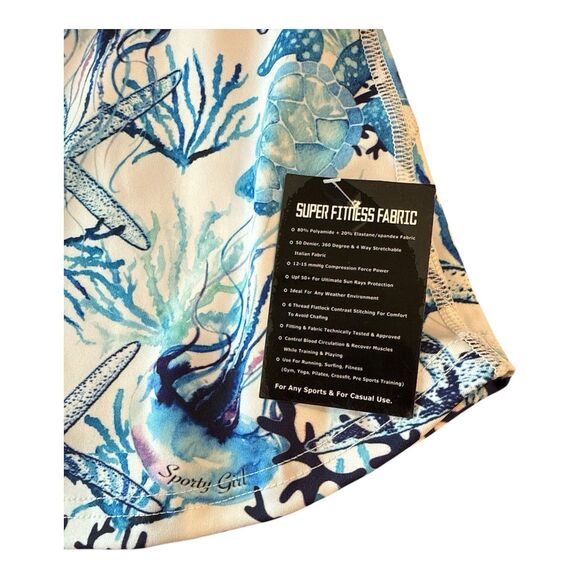 Sporty Girl Skort Size Medium Blue Nautical Sealife UPF 50+ Protection NWT - Picture 4 of 11
